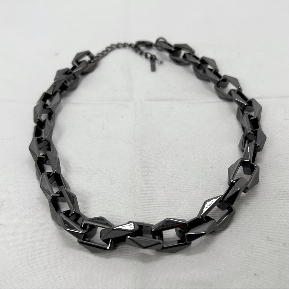Steve Madden Gunmetal Geometric Link Necklace